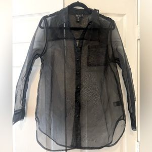 Nicole Miller Sheer Button Down Blouse